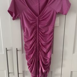 NWT Open Edit Ruched Pink T-Shirt Dress, Size Small