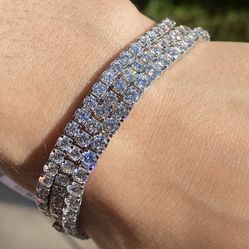 VS1 Lab Diamond 6.80 Carat 14K White Gold 7.5” Tennis Bracelet