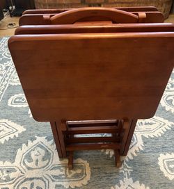 Solid walnut TV Trays with stand