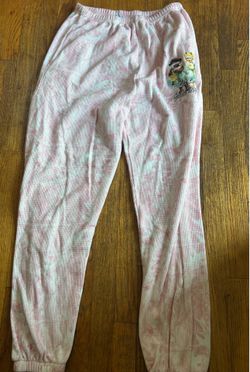 Women's pants: Pink and white "Let love guide my way" graphic lounge pants size large