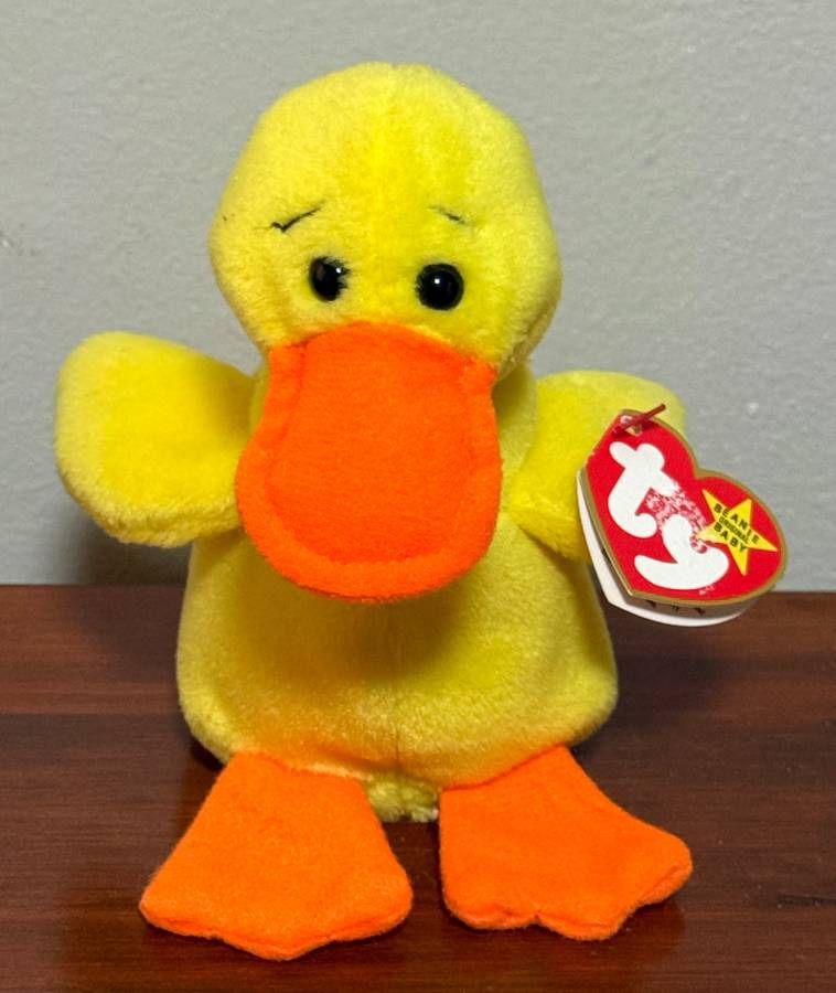 Ty Beanie Baby Quackers The Duck Original PVC 1994 Collectible Toy