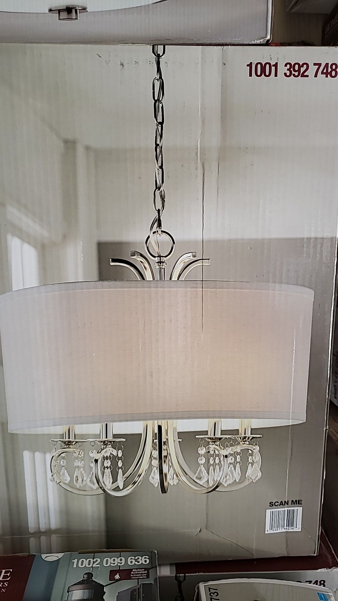 5 light Chandelier in polished nickel.