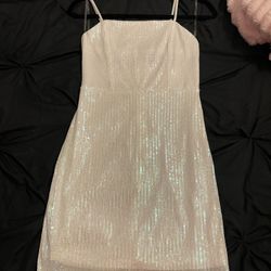 white sequin iridescent bodycon dress size XS