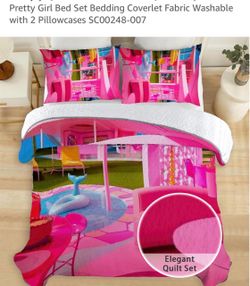 ALLENJOY pretty girl 3 PCS king quilt bed set
