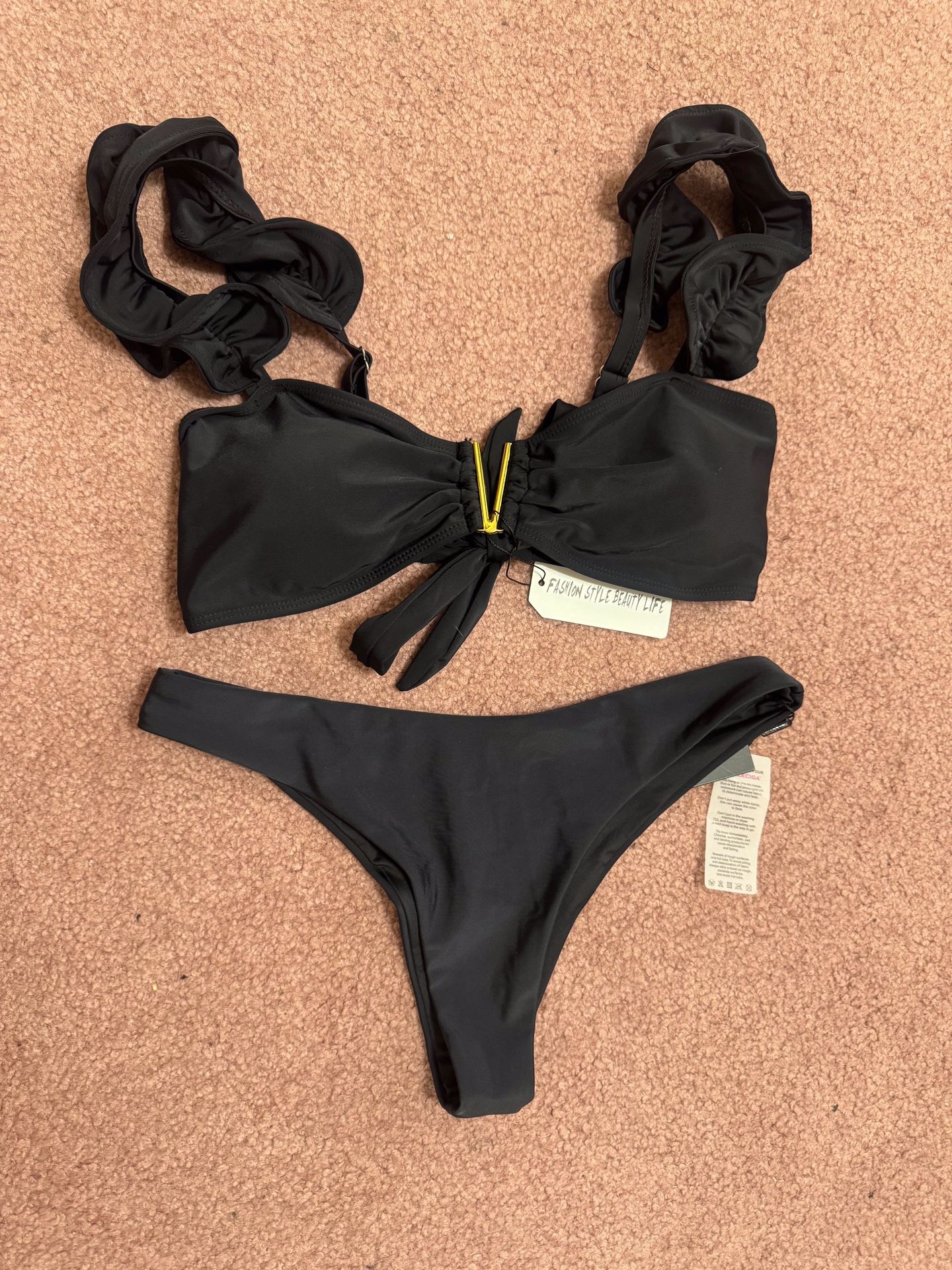New medium black bikini swimsuit bathing suit