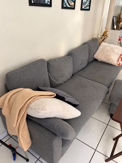 Gray Fabric 3-Seat Sofa