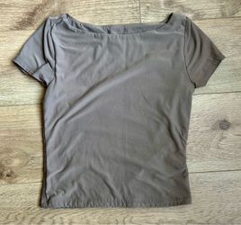 Taupe Boat Neck Short Sleeve Top