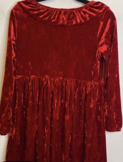 H&M Red Crushed Velvet Dress Girls Size 8/10
