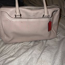 Coach Legacy Perforated Leather Haley Satchel in Beige 23577