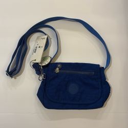 Kipling NEW  Light Weight Silver tone Dark Blue Crossover Handbag 