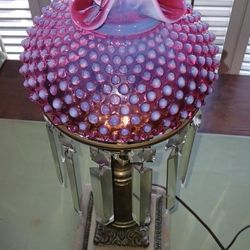Cranberry Fenton Student Lamp