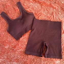 Chocolate brown with a hint of burgundy sportswear set