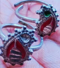 Vintage Silver Toe Rings with Stones