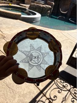 Vintage Alexandria Egypt Cast Aluminum Riq Tambourine - 9”