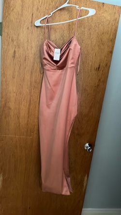 Windsor Rose Gold Ella Cowl Neck Satin Dress
