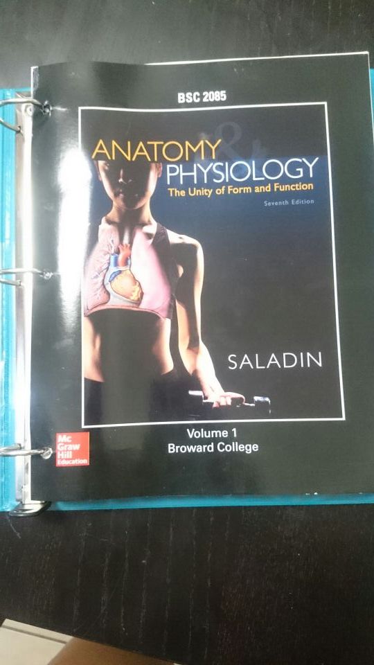 Bsc2085 anatomy and physiology. BROWARD College. By saladin in 7th edition.