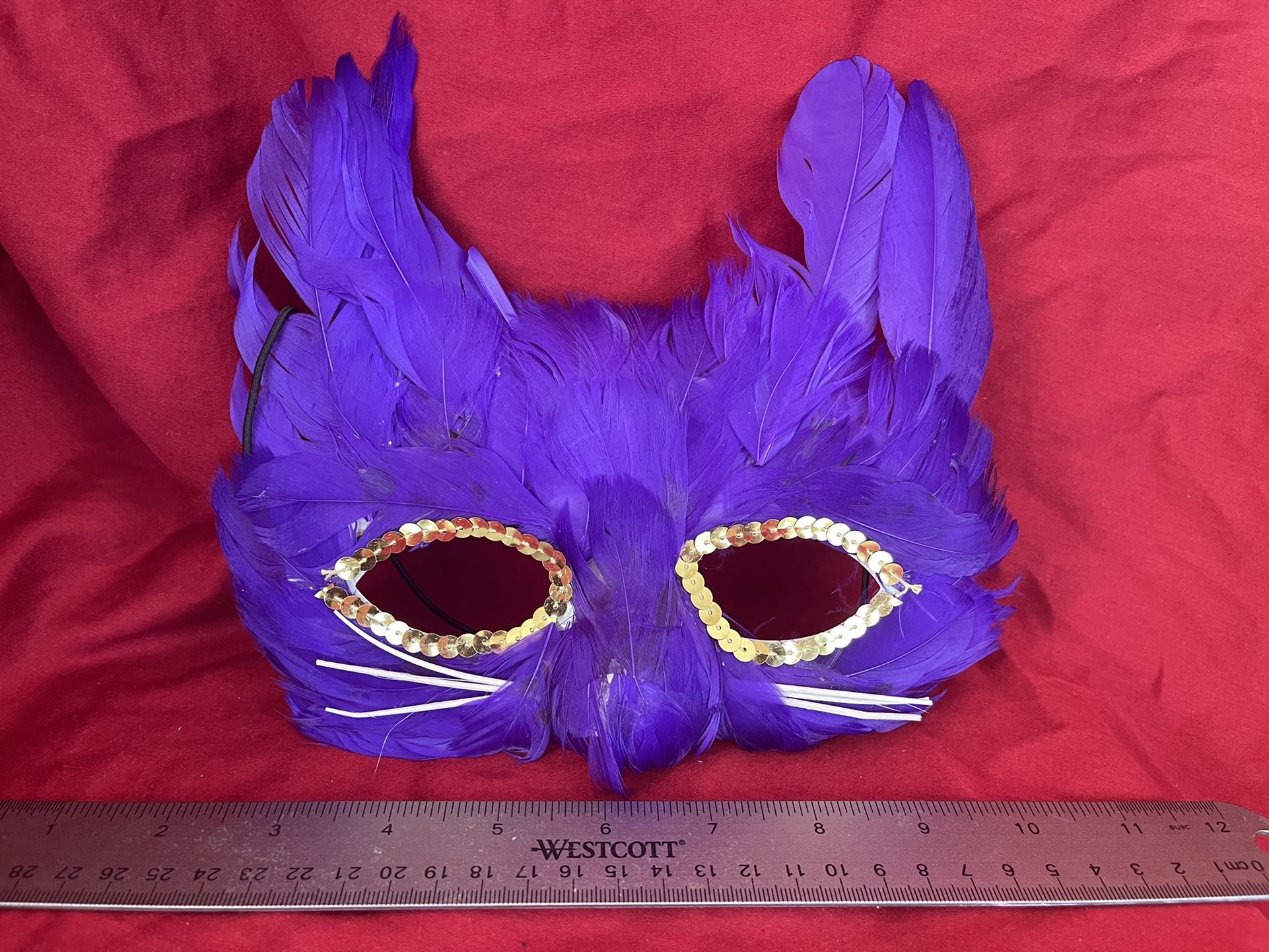 2 Purple Feathered Masks for Costumes