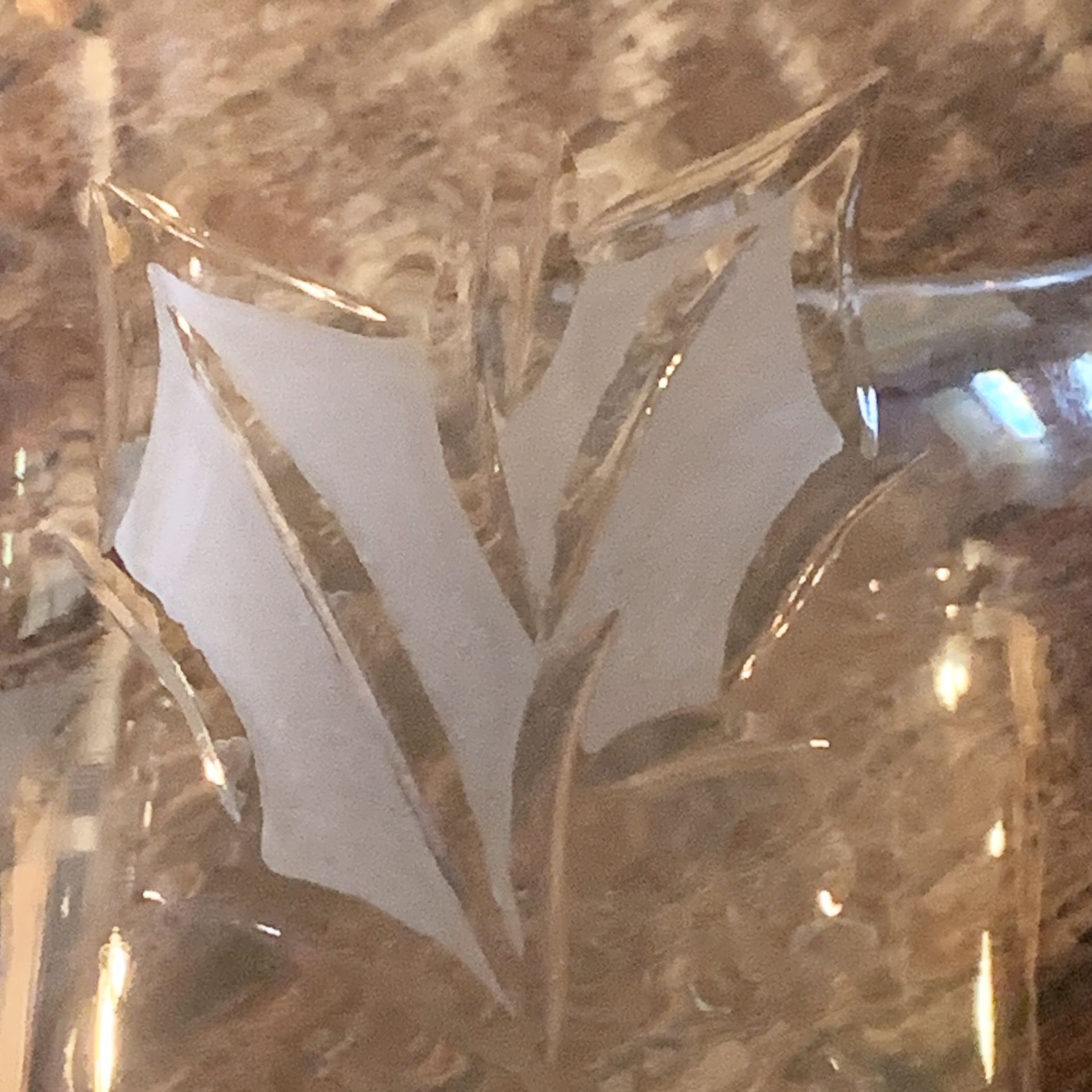 Vintage Rogaska Crystal Vase etched with Holly leaves.