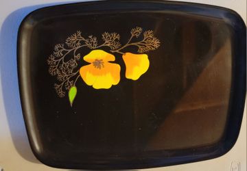 COUROC of Monterey Inlaid Orange Poppy Serving Tray Platter 12.5" CALIFORNIA