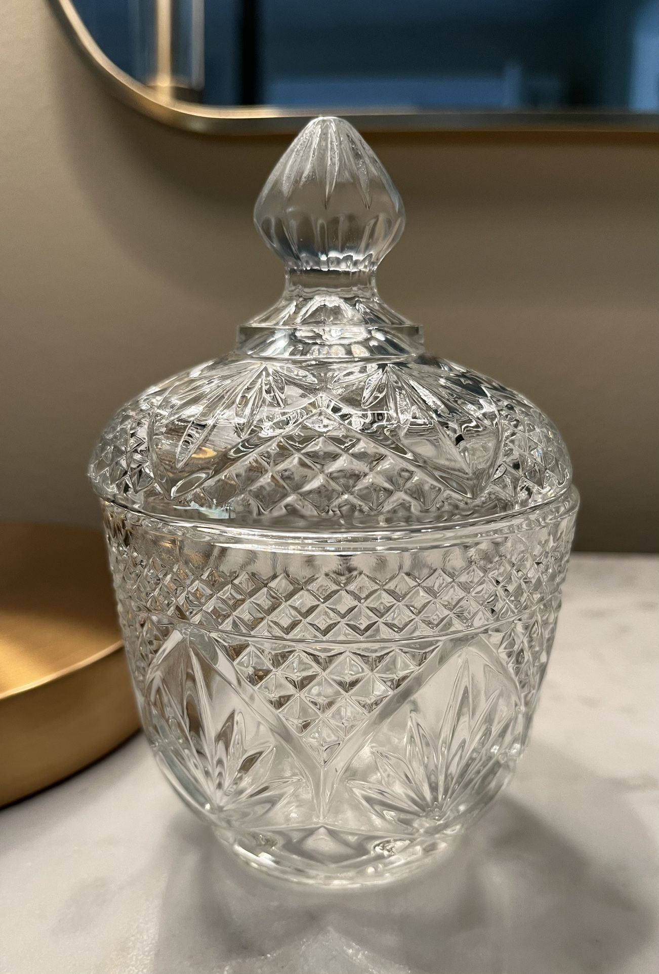 Vintage Antique Crystal Sugar Bowl And Lid Cristal Durand