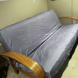 Futon Couch / Bed Wood Frame And Queen/Full Size Pad /  Mattress 