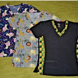 Scrub Tops Nurse Medical Lot of 3  