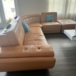 Modern Top Grain Leather  Sectional 