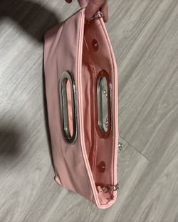 Blush Pink Evening Clutch with Silver-Tone Chain & Cutout Handle