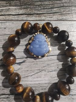 Tiger Eye Buddha Pendant Bracelet