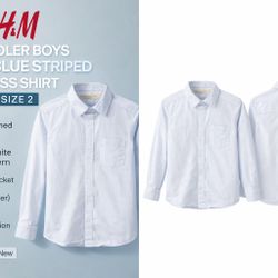 H&M Toddler Boys Light Blue Striped Dress Shirt – Size 2