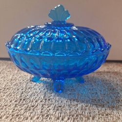 Fenton Thumbprint Footed Lidded Candy Dish