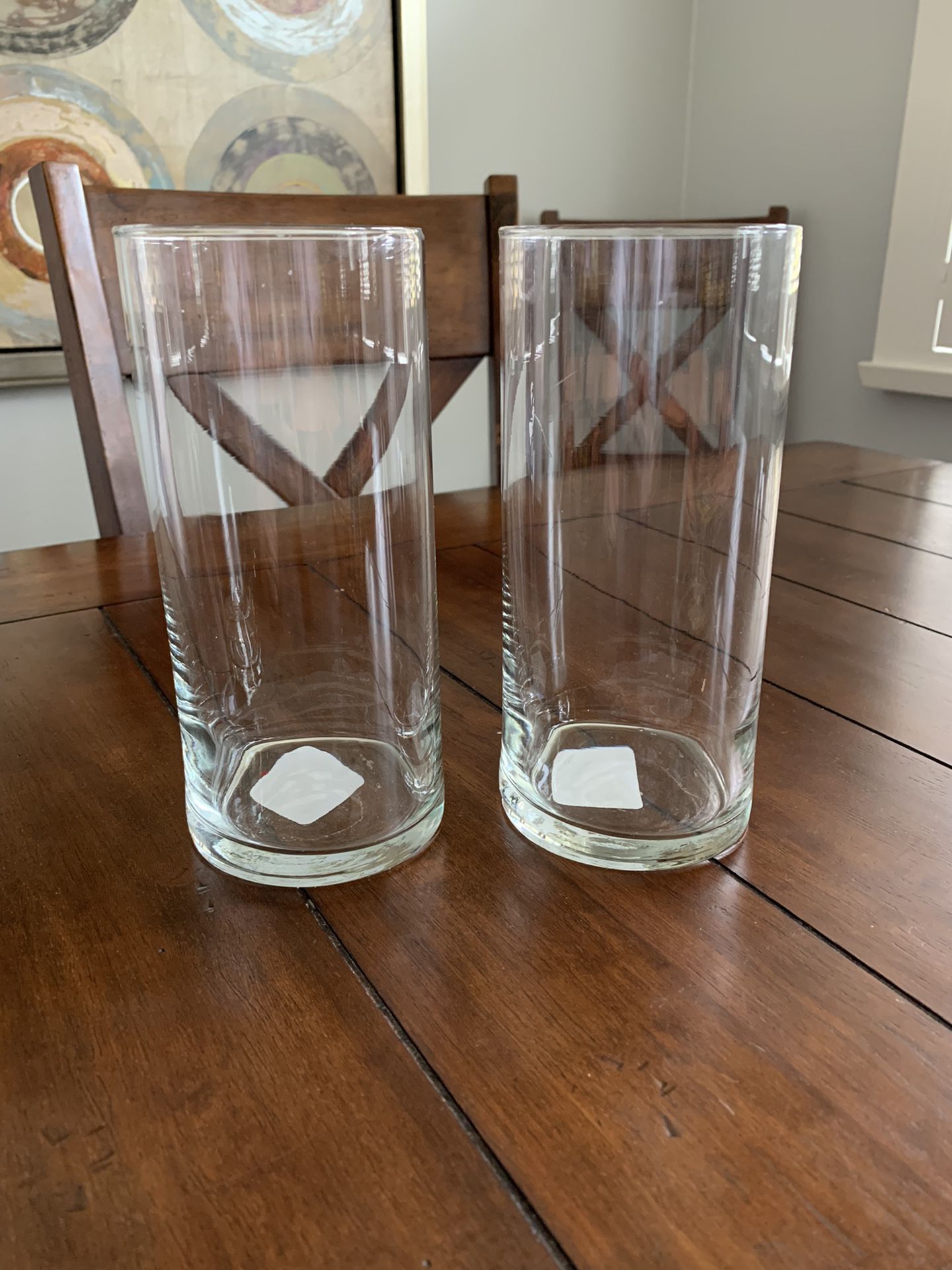 12 Cylinder Glass Vases 7.5” Tall 