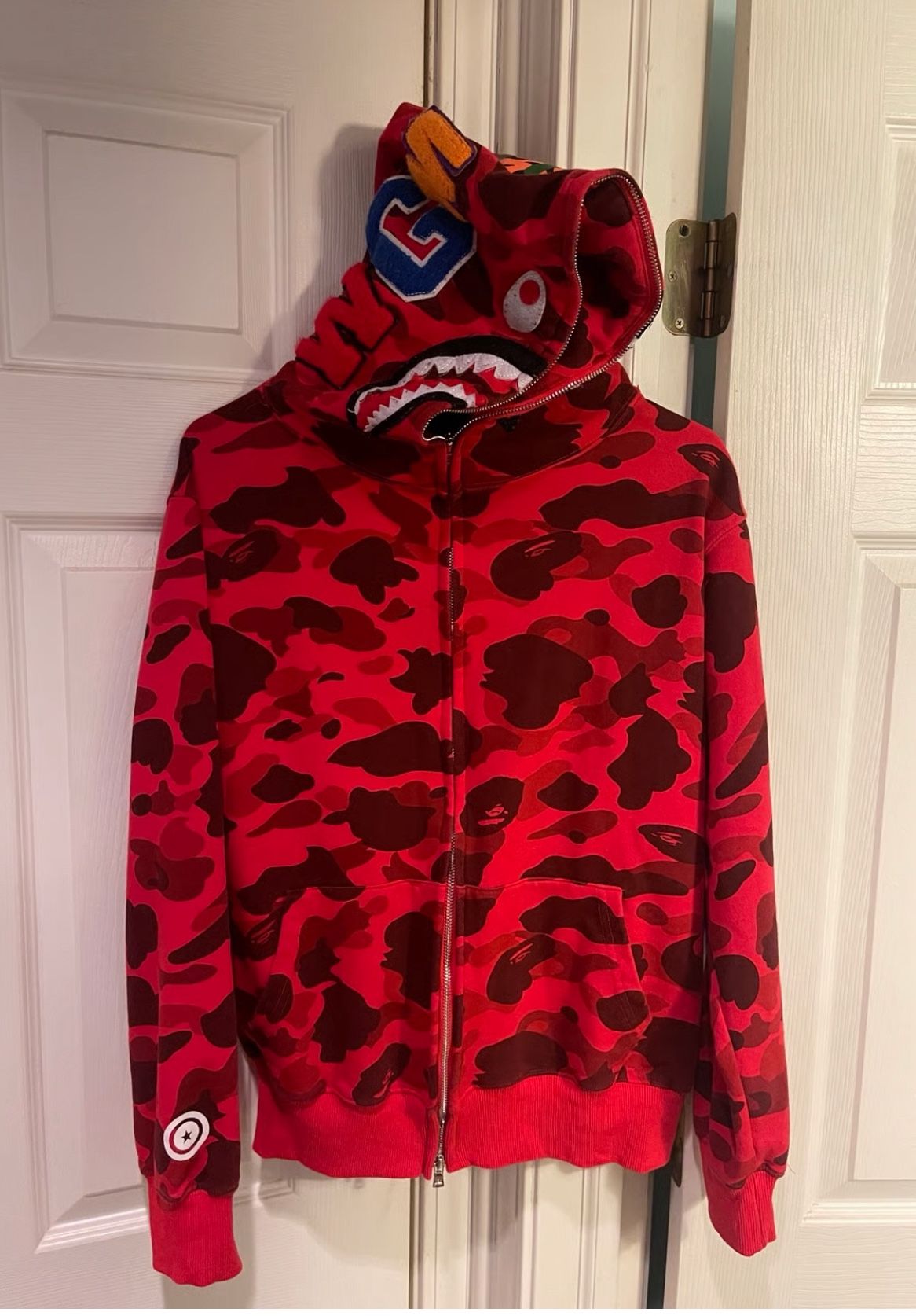 BAPE Color Camo Shark Full Zip Hoodie 'Red'