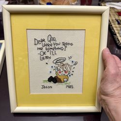 Dear God Counter Cross Stitch Hand Made
