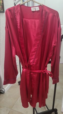Red Satin Robe with Belt Size L