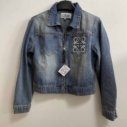 Loewe Embroidered Cropped Denim Jacket 