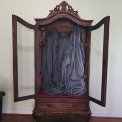 Antique Specialty Cabinet with Skeleton Key Lock & Drawer