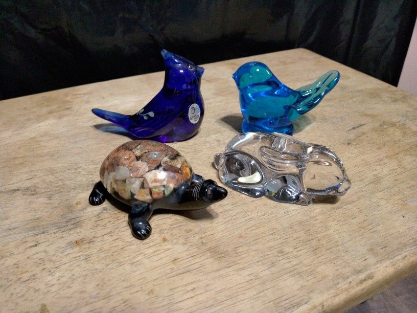 Vintage Collectable Glass Figurines Made By Fenton Art Glass For Lenox. 1990.