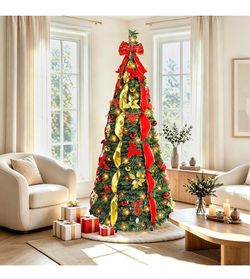 6.5FT Pop Up Christmas Tree, Full Shape, Dual Color Lights