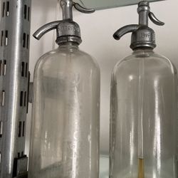 Two Antique Soda Sifón Vintage Old Glass And Metal , Both For $60 , Down Town Miami Area 33128 Pick Up Only 