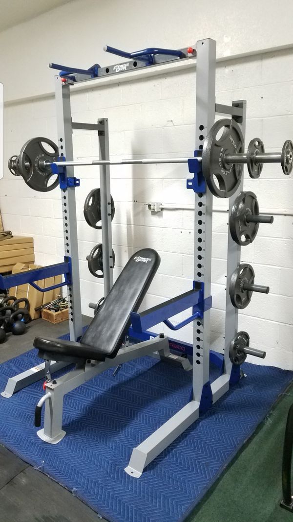 ( EXERCISE FITNESS 365 ) COMPLETE OLYMPIC WEIGHT SET. SQUAT RACK/BENCH