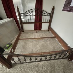 Wood and Metal King Bed Frame