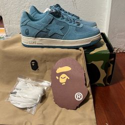 Bape Bapesta Low Baby Blue Suede/Baby Blue Sta Size 8 