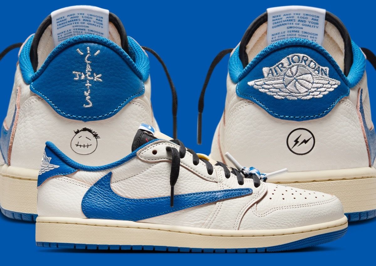 Jordan 1 Retro Low OG SP Fragment × Travis Scott Sail Military 