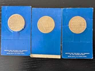 🇺🇸 Vintage Shell Oil / Franklin Mint Patriotic Medals – Set of 3