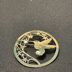 Wild Bryde Vintage 1990’s Hummingbird Brooch Pin Goldtone Openwork Flowers
