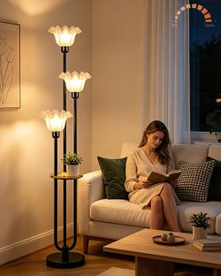 Floor Lamp with Shelf & Bulbs Included 3 Light