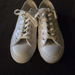 Converse White And Silver Leopard Print