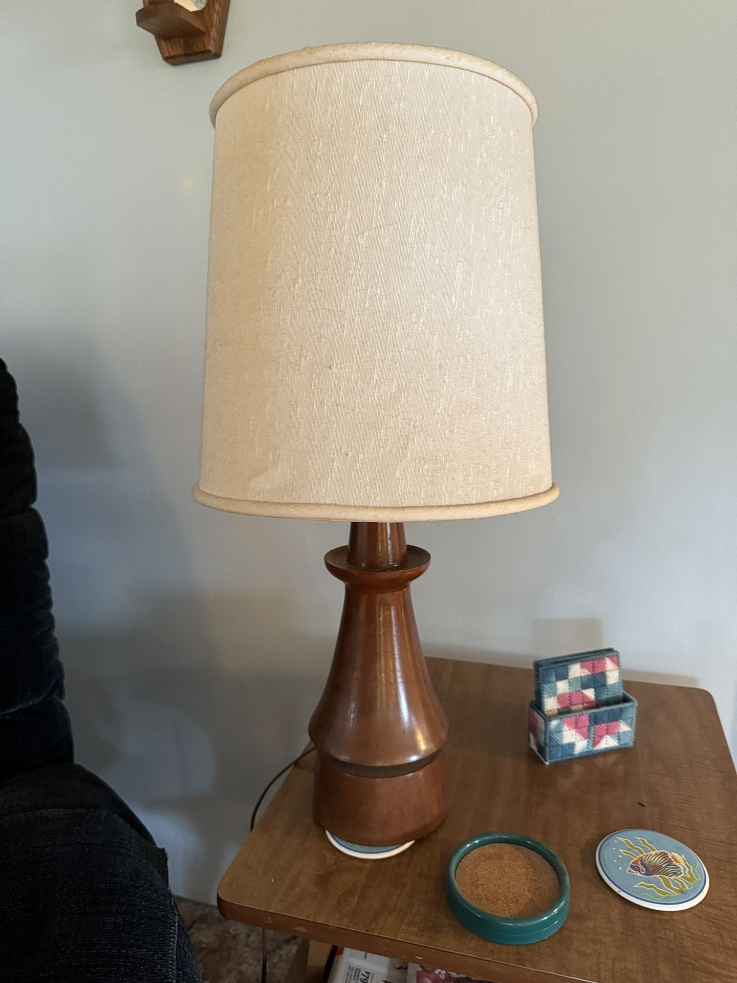 Pair Vintage Wood Lamps 