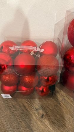 Red Christmas Ball Ornaments Set